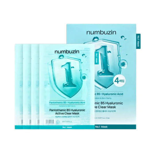 Numbuzin-No.1 Pantothenic B5 Hyaluronic Active Clear Mask 26ml x 4pcs