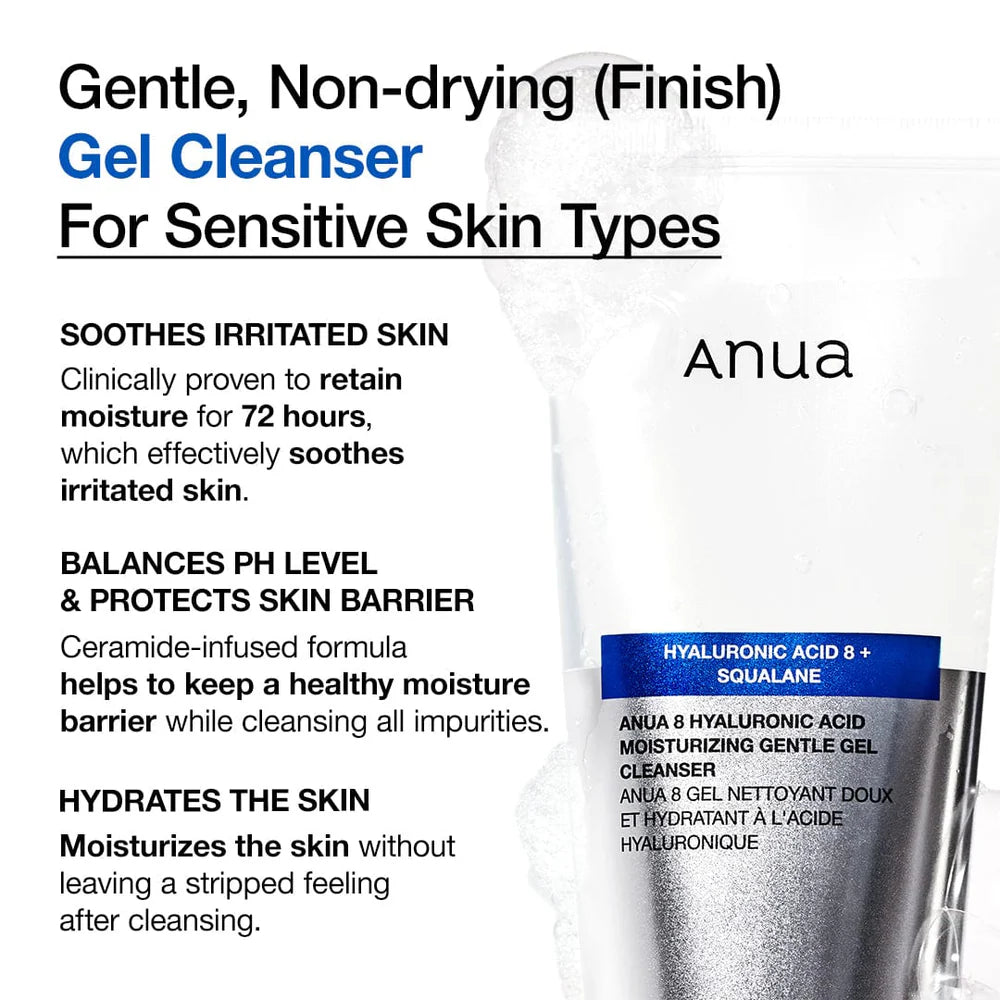 Anua – 8 Hyaluronic Acid Moisturizing Gentle Gel Cleanser, 150ml