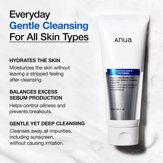 Anua – 8 Hyaluronic Acid Hydrating Gentle Foaming Cleanser, 150ml