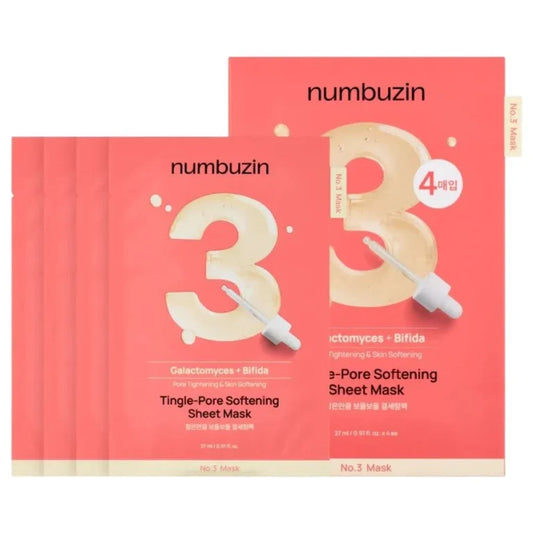 Numbuzin-No. 3 Tingle Pore Softening Sheet Mask 4pcs